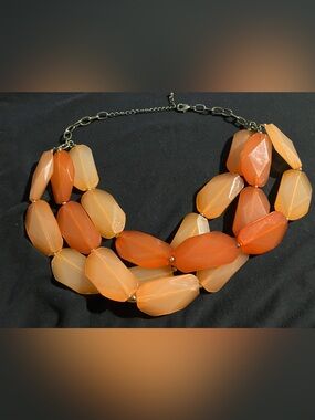 Unbranded Orange Multi-Strand Faceted Bead Necklace